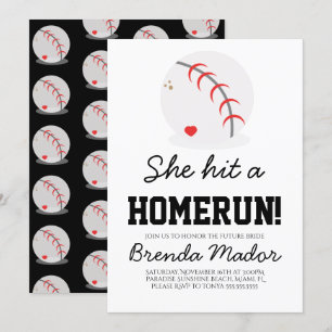 Convite Chá de Noiva Amantes de Beisebol Esportes Homerun