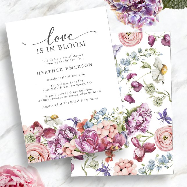 Convite Chá de Noiva Amor Colorido (Colorful Wildflower Love In Bloom Bridal Shower Invitation by Painted Paperie
)