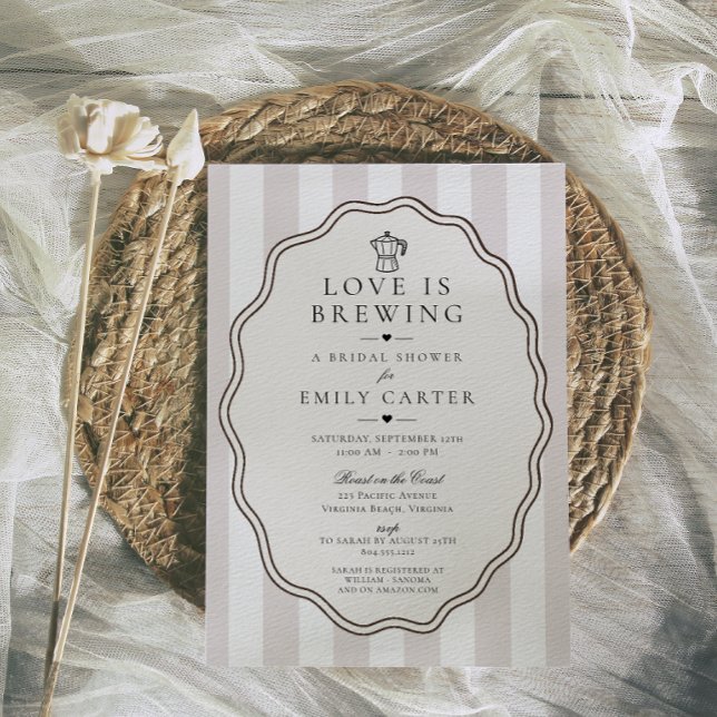Convite Chá de Noiva Amor em Fervura do Café (Love is Brewing Modern Coffee Bridal Shower Invitation )