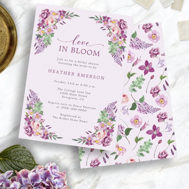 Convite Chá de Noiva Amor Lavanda (Lavender Love Bridal Shower Invitation
)