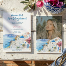 Chá de Noiva Aquarela Costeira Santorini Grécia