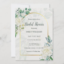 Chá de Noiva Aquarela de Rosas Brancas Elegantes