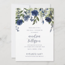 Chá de Noiva Azul Marinho Floral de Flores Silvest