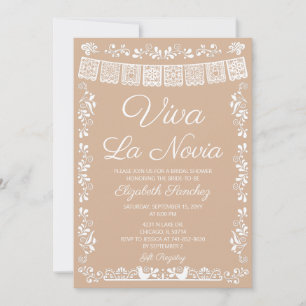 Convite Chá de Noiva Beige Cielito Lindo Viva La Novia