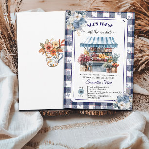 Convite Chá de Noiva Blue Gingham Off the Market