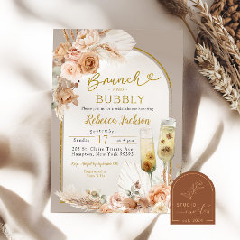 Convite Chá de Noiva Boho Bege Marfim Brunch e Borbulhante