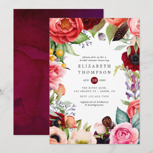 Convite Chá de Noiva Boho Floral Aquarela