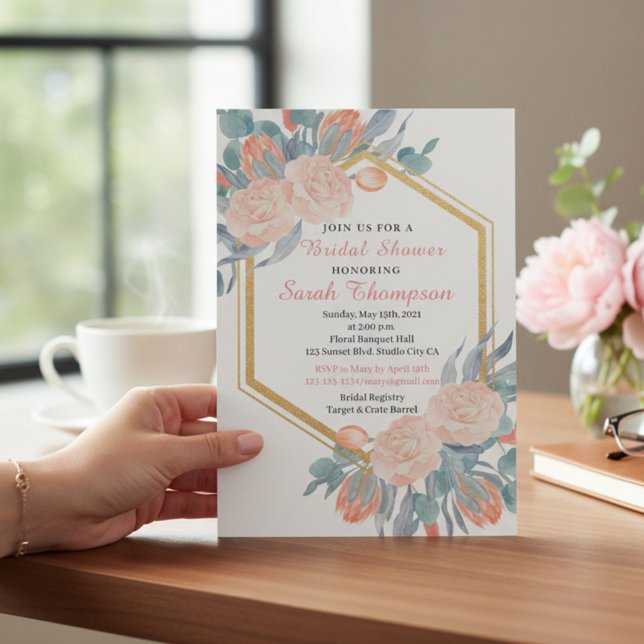 Convite Chá de Noiva Boho Floral Elegante (Criador carregado)