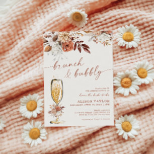 Convite Chá de Noiva Boho Terracotta Brunch Bubbly