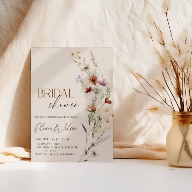 Convite Chá de Noiva Boho Wildflower - Jardim Floral Rústi (Criador carregado)