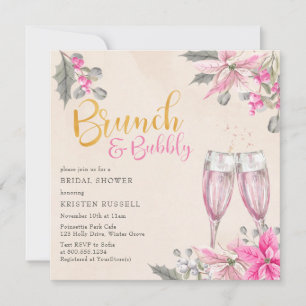 Convite Chá de Noiva Borbulhante Brunch Floral de Inverno
