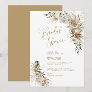 Convite Chá de Noiva Botânico Boho Verde e Dourado