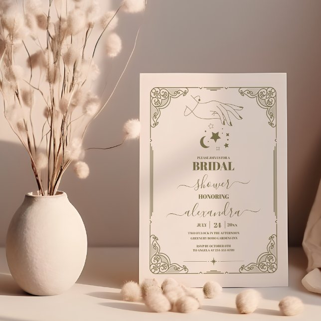 Convite Chá de Noiva Botânico Celestial Vintage (Criador carregado)