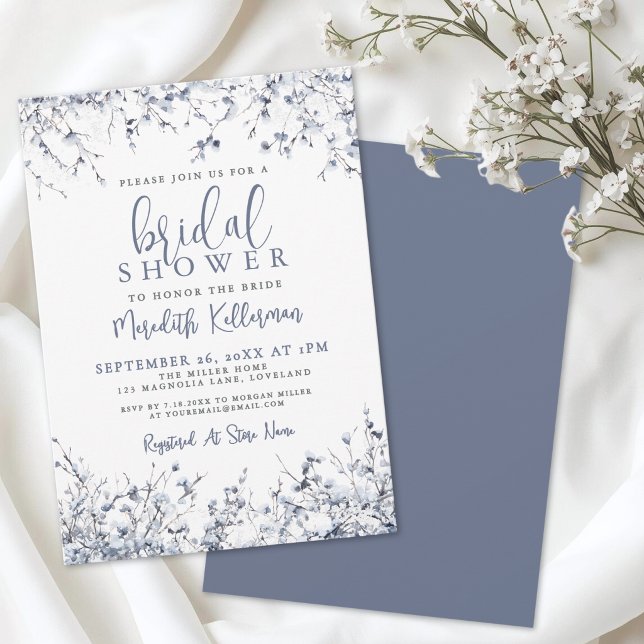 Convite Chá de Noiva Botânico de Inverno (Botanical Winter Bridal Shower Invitation )