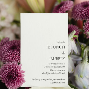 Convite Chá de Noiva Bubbly Brunch Minimalista Elegante Br