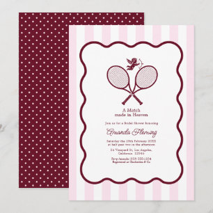 Convite Chá de Noiva Burgundy & Blush Preppy de Tênis