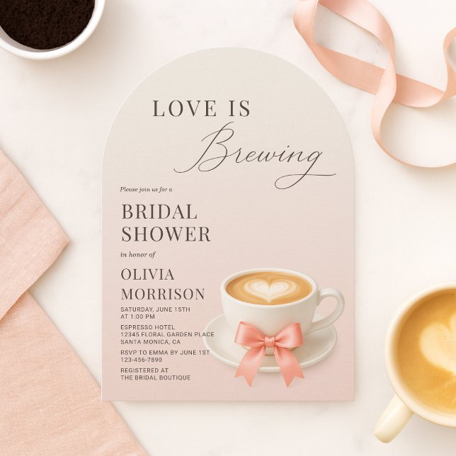 Convite Chá de Noiva Café Coquette Love is Brewing Coffee (Criador carregado)