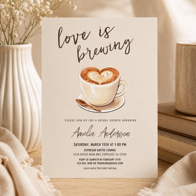 Convite Chá de Noiva Café Love is Brewing (Criador carregado)