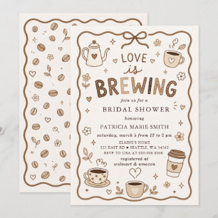 Convite Chá de Noiva Caprichoso Amor está Fermentando Café
