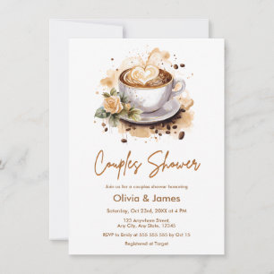 Convite Chá de Noiva Casais Foto de Casamento Floral Café 