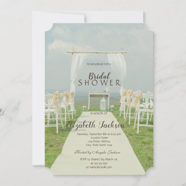 Convite Chá de Noiva Casamento na Arbor Beach (Frente)