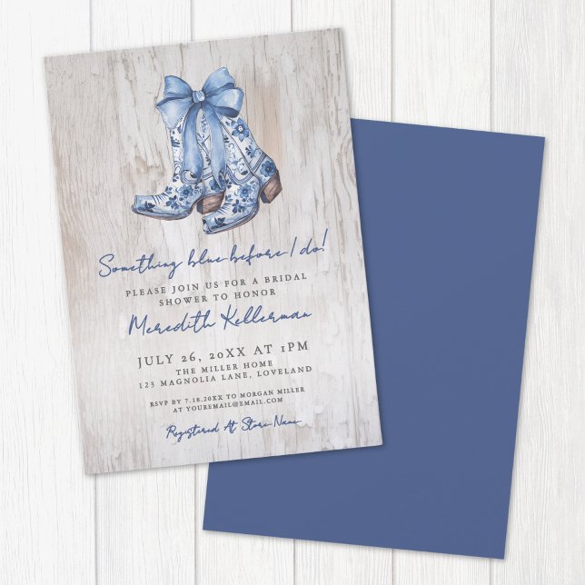Convite Chá de Noiva Caubói Arco Country Rústico (Rustic Country Bow Cowboy Bridal Shower Invitation)