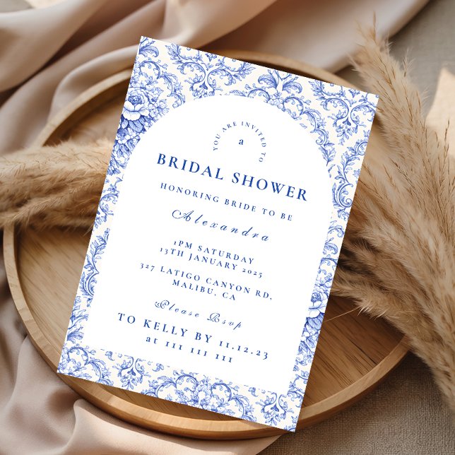 Convite Chá de Noiva Clássico Francês Toile (Criador carregado)