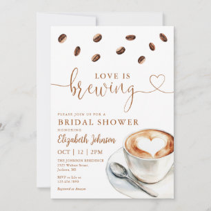 Convite Chá de Noiva Código QR do Café Love Is Brewing