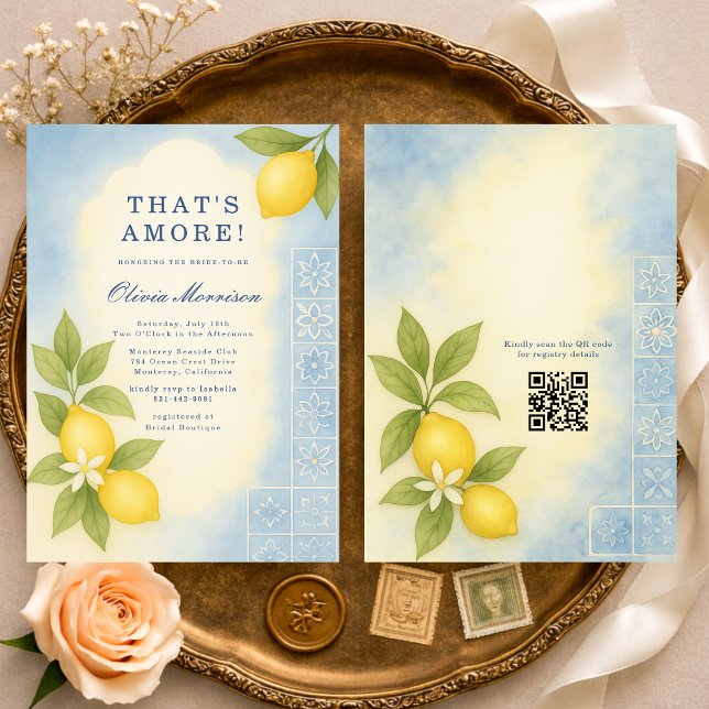 Convite Chá de Noiva Código QR Italiano That's Amore (Criador carregado)