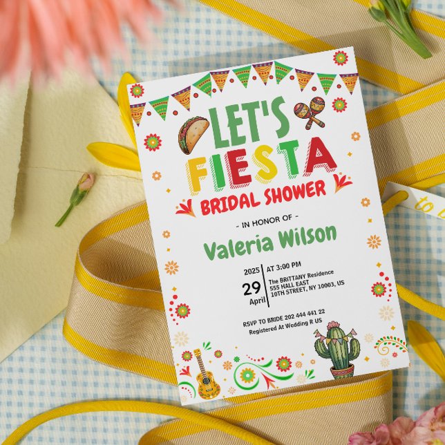 Convite Chá de Noiva Colorido Mexicano Vamos Festejar (let's fiesta bridal shower invitations cactus succulent mexican floral cinco de mayo colorful )