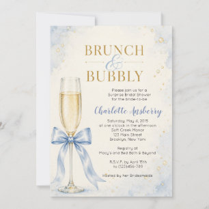 Convite Chá de Noiva com Brunch e Bolhas Azul