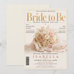 Convite Chá de Noiva com Capa de Revista Elegante