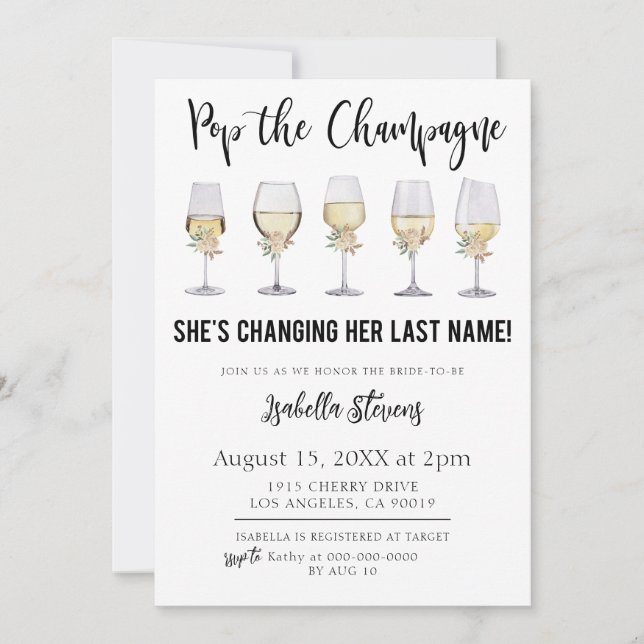 Convite Chá de Noiva com Champagne (Frente)