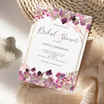 Chá de Noiva com Flor Silvestre Rosa em Aquarela