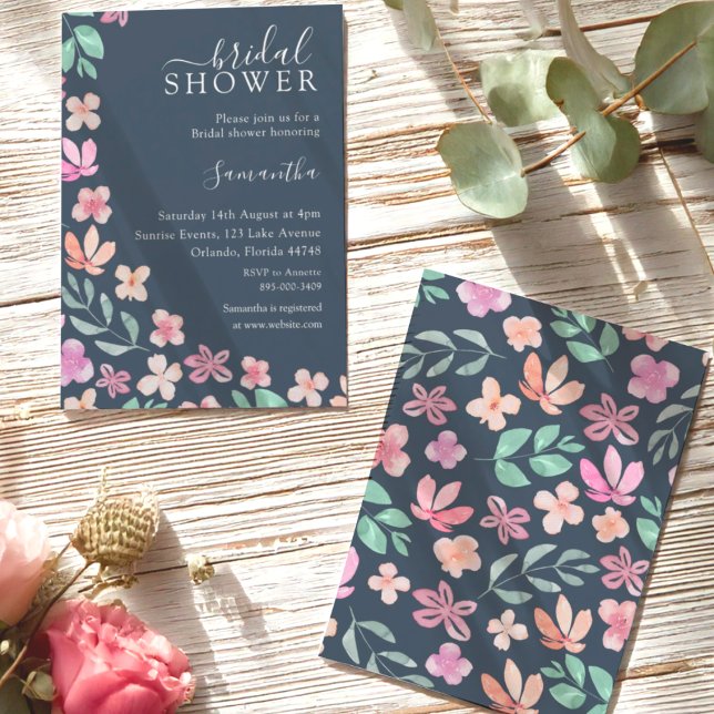Convite Chá de Noiva com Flores Silvestres em Aquarela Mod (Criador carregado)