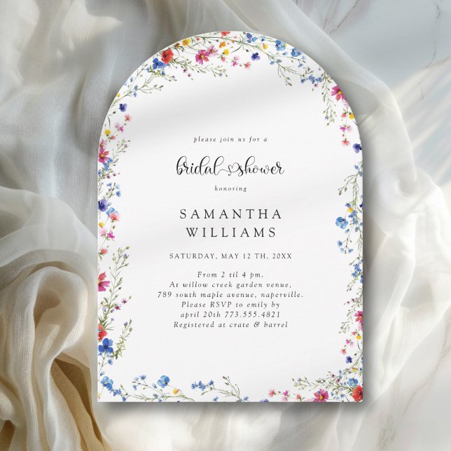 Convite Chá de Noiva com Flores Silvestres Modernas (Modern Wildflower Bridal Shower Invitation)