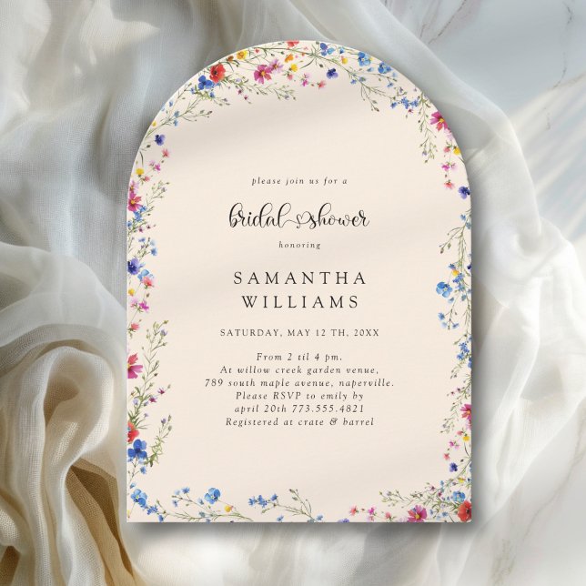 Convite Chá de Noiva com Flores Silvestres Modernas (Modern Wildflower Bridal Shower Invitation)