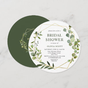 Convite Chá de Noiva com Moldura Geométrica de Eucalipto M