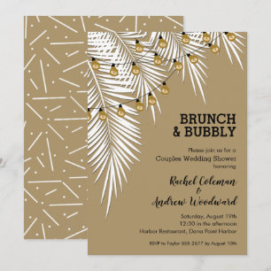 Convite Chá de Noiva com Palmas Douradas e Pretas