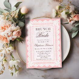 Convite Chá de Noiva com Renda Rosa Claro e Branco Vintage