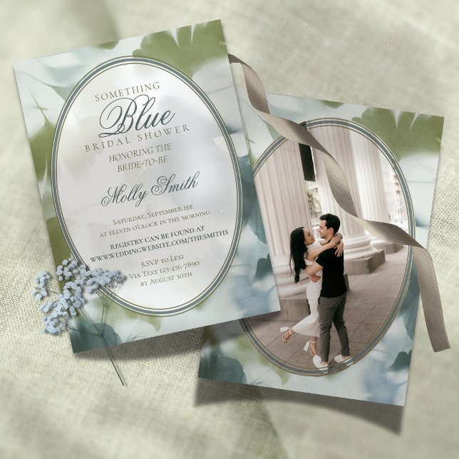 Convite Chá de Noiva Contemporâneo Something Blue (Contemporary Something Blue Bridal Shower Invitation)