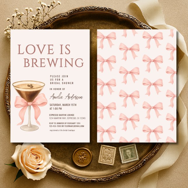 Convite Chá de Noiva Coquette Love Is Brewing (Criador carregado)
