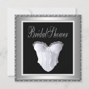 Convite Chá de Noiva Corset Preto Branco