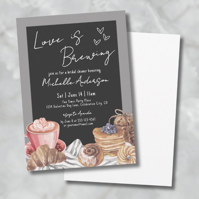 Convite Chá de Noiva de Café (Chalkboard Coffee Brunch Bridal Shower Invitation)