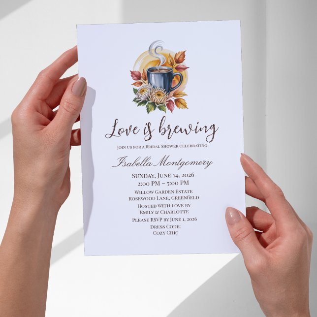 Convite Chá de Noiva de Café de Outono (Autumn Coffee Bridal Shower Invitations
)