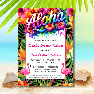 Convite Chá de Noiva de Casais Aloha Tropical Luau