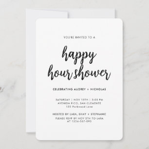 Convite Chá de Noiva de Casal Moderno Simples Happy Hour