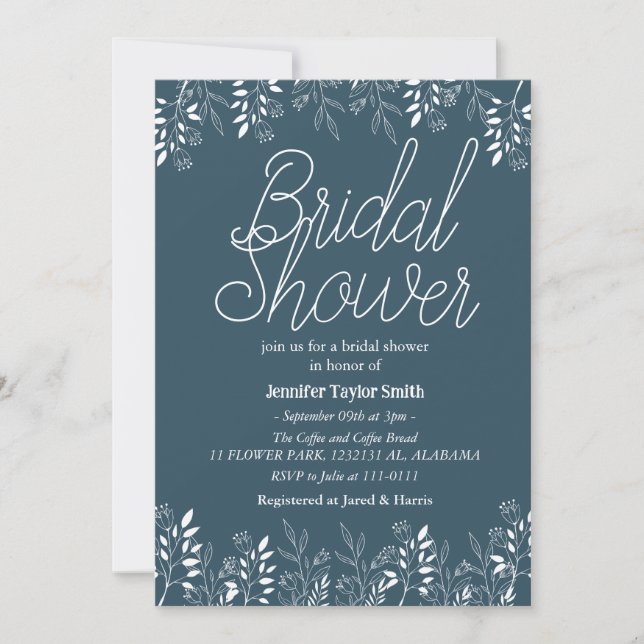 Convite Chá de noiva de flores silvestres simples e elegan (Frente)