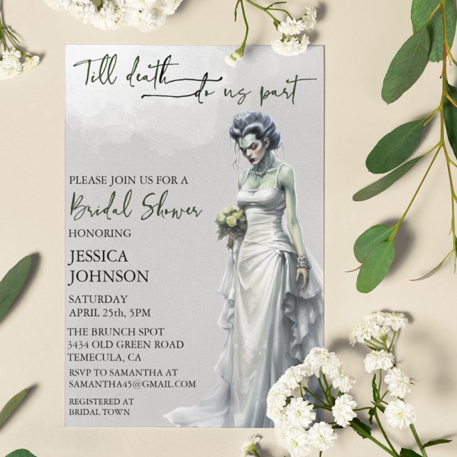 Convite Chá de Noiva de Halloween Noiva do Frankenstein (Criador carregado)
