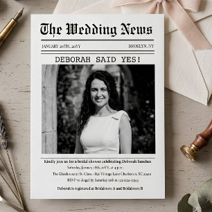 Convite Chá de Noiva de Jornal Vintage Retrô